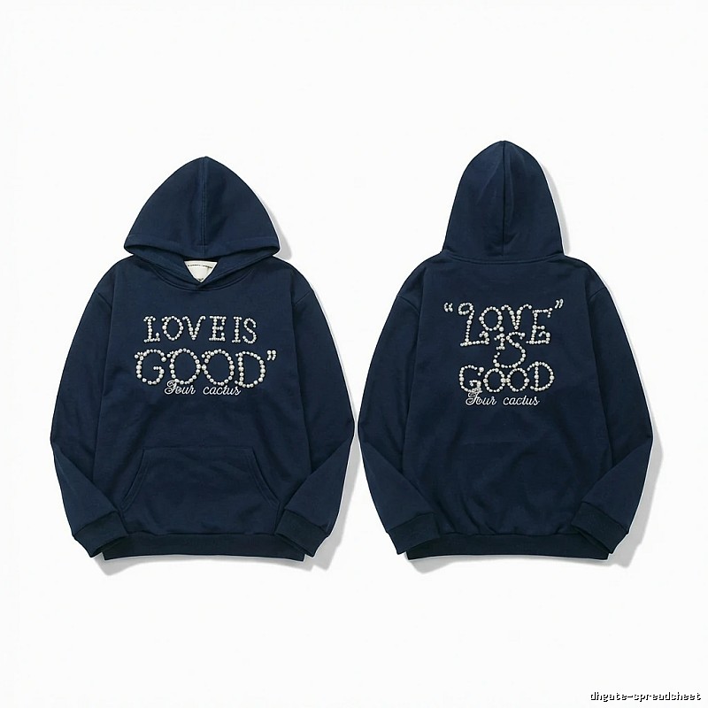 Goodbrand Letter Wind Navy Blue Hoodie