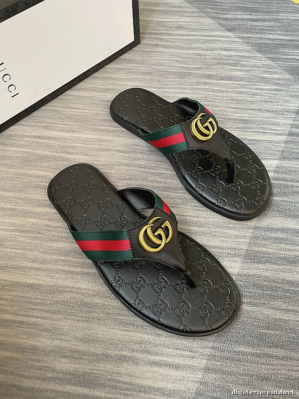 Gucci Double G Classic Retro Black Flip Flops