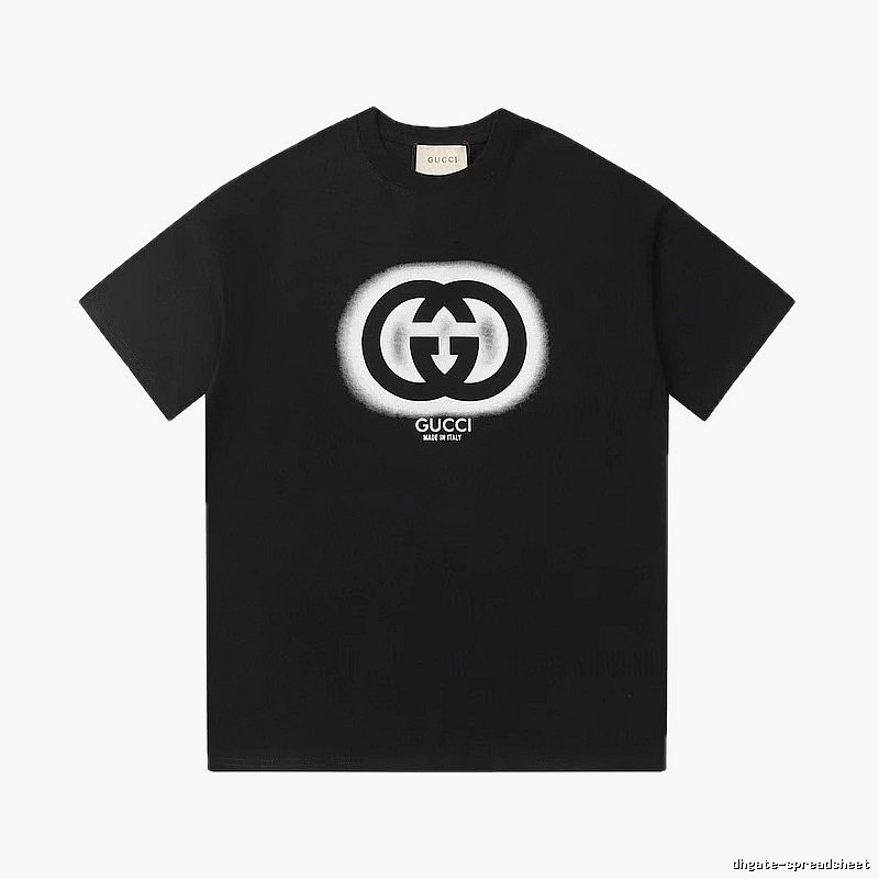 Gucci Double G Print Vintage Style Black T-Shirt