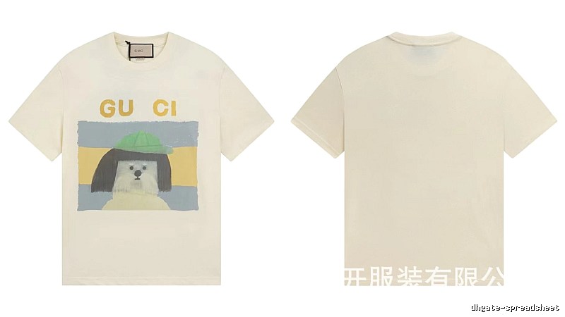 Gucci Puppy Print Casual Style Off-white T-shirt