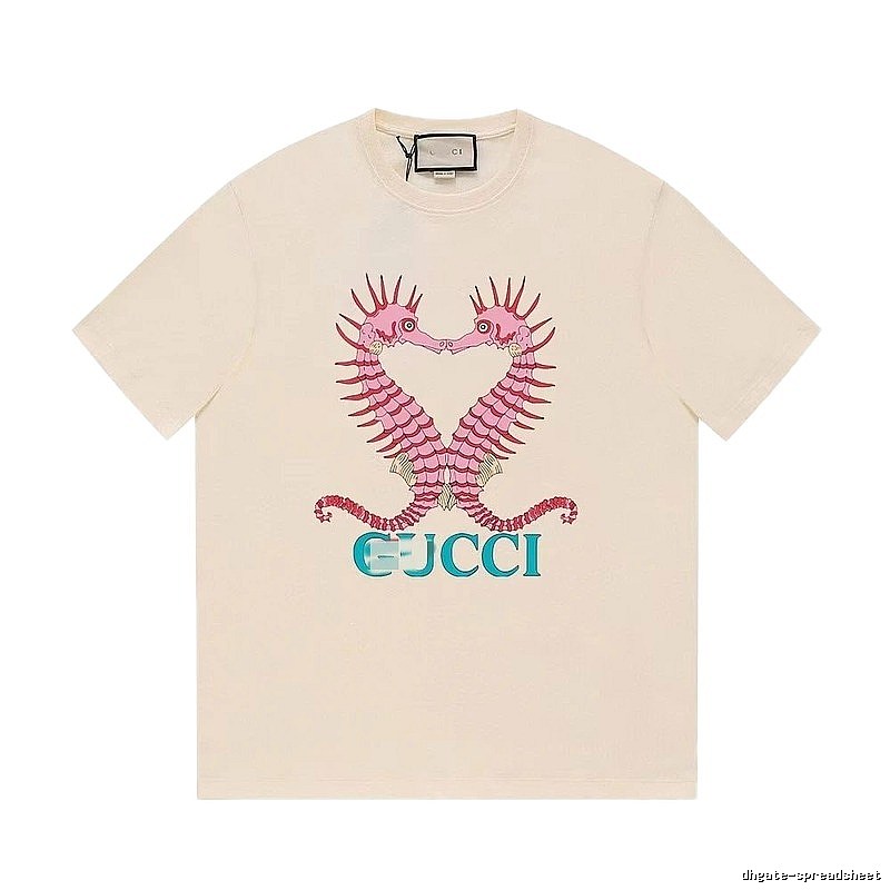 Gucci Seahorse Print Trendy Off-white Short Sleeve T-shirt