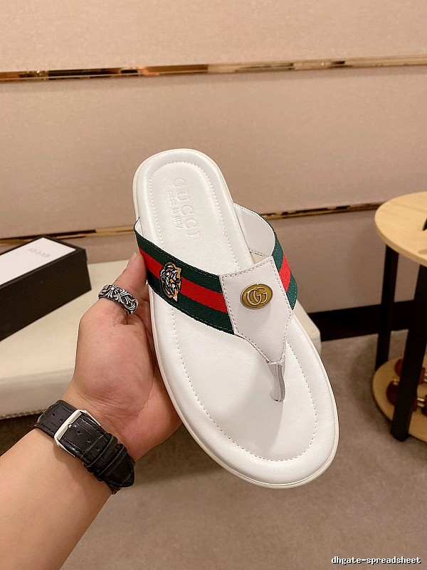 Gucci Tiger Head Webbing Casual White Flip-Flops