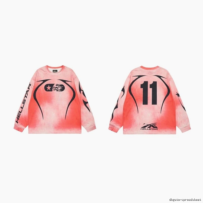 Hellstar 11 Street Style Gradient Pink Long-sleeve T-shirt