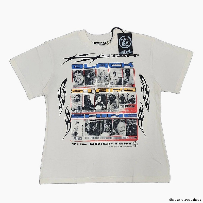 Hellstar Black Star Vintage Off-white Short Sleeve T-Shirt