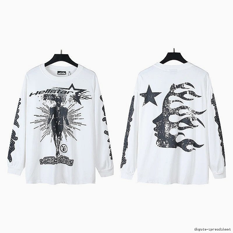 Hellstar dark style white long-sleeved shirt