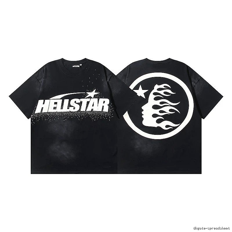 Hellstar Flame Print Street Style Black T-Shirt