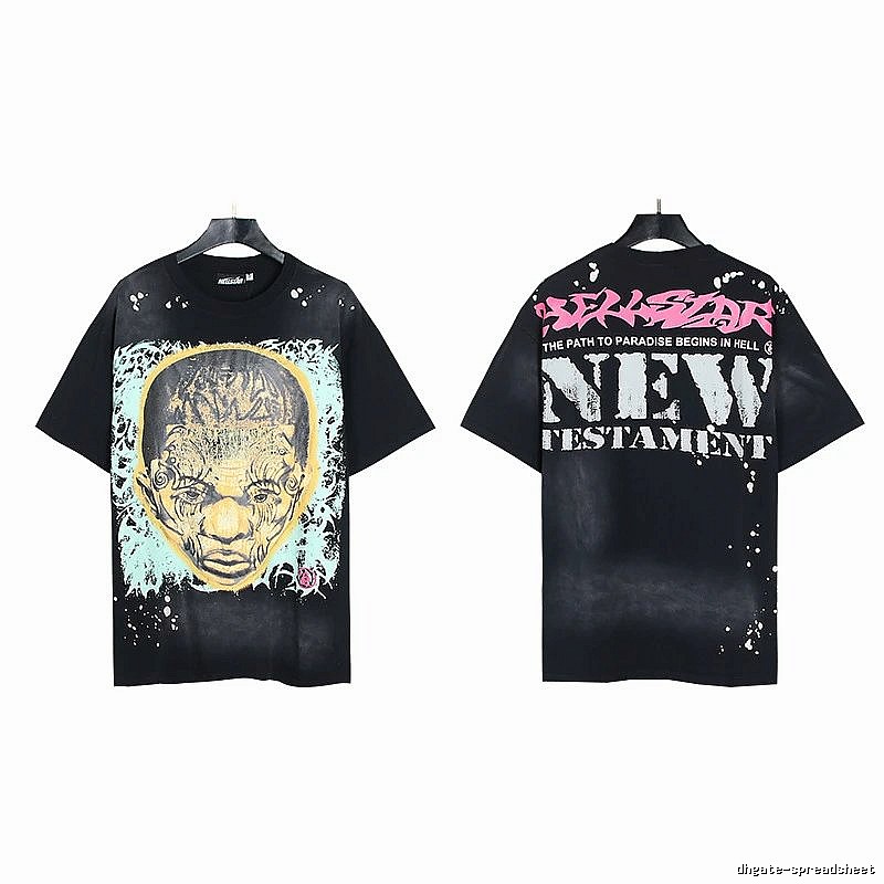 Hellstar Portrait Print Street Style Black T-shirt