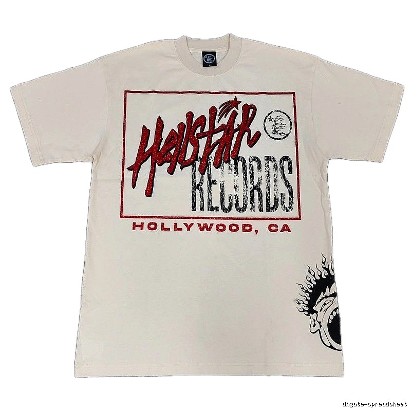 Hellstar Records Street Style Off-white Short-sleeve T-shirt