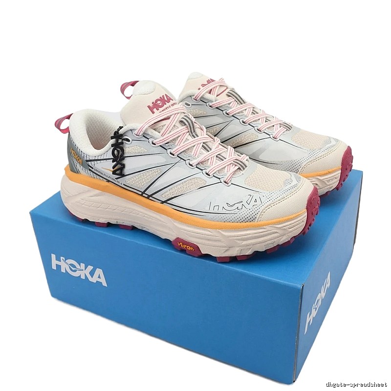 HOKA retro-style grey-pink sports shoes