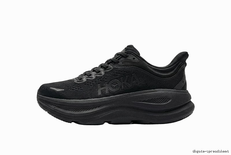 HOKA thick-soled casual black sports shoes