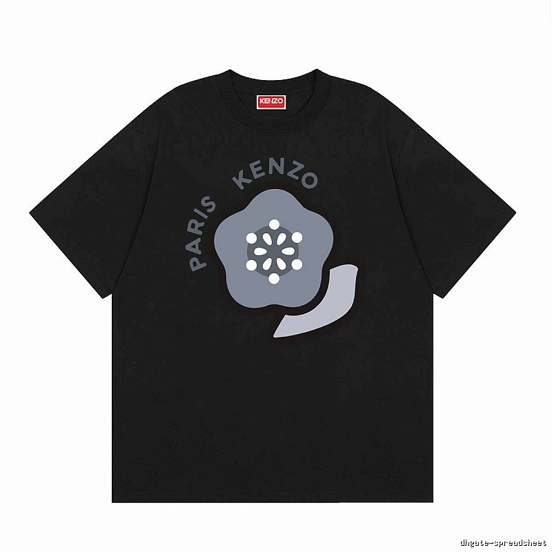 KENZO Paris Flower Casual Style Black T-Shirt