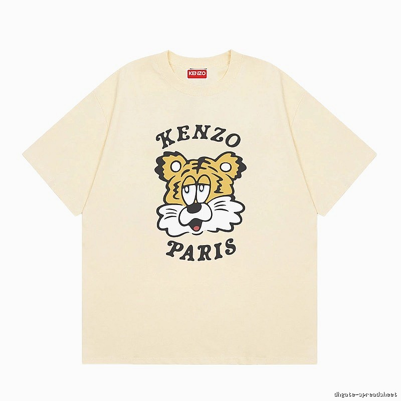 KENZO Tiger Head Print Trendy Style Beige T-shirt