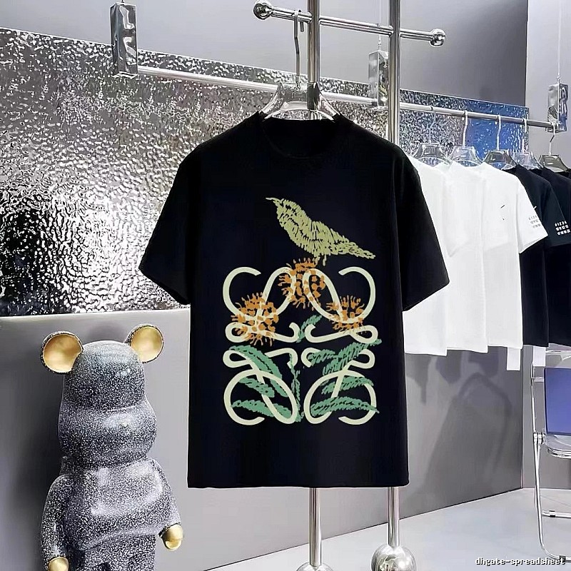 LOEWE Bird and Flower Print Vintage Black T-Shirt