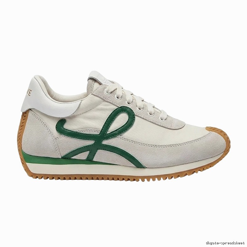 LOEWE retro-style white and green sports shoes