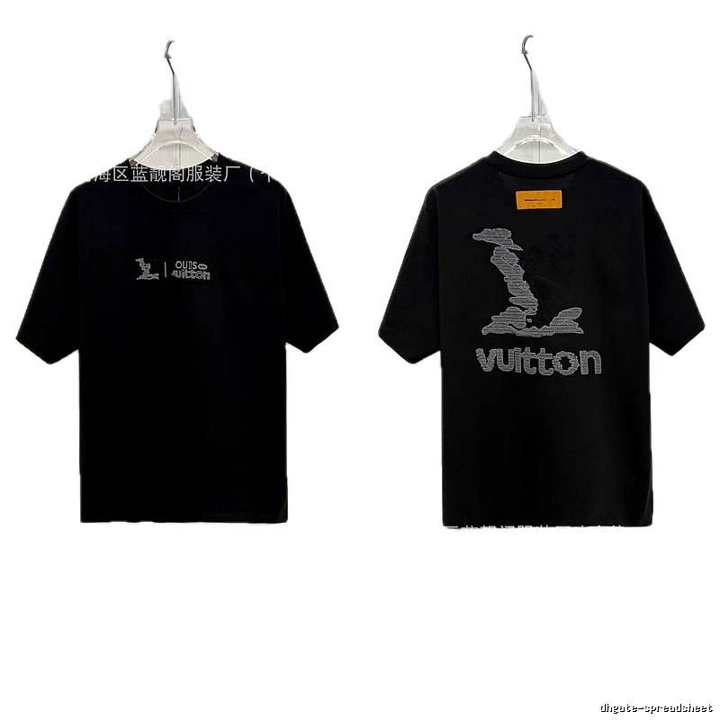 Louis Vuitton Embroidered Street Fashion Style Black Short-sleeve T-shirt