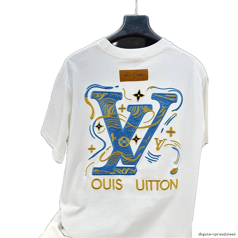 Louis Vuitton Embroidered Trendy Style White T-Shirt