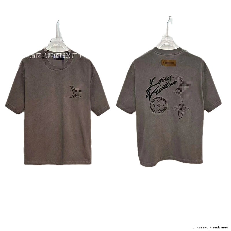 Louis Vuitton Embroidered Vintage Smoky Gray Short-sleeve T-shirt