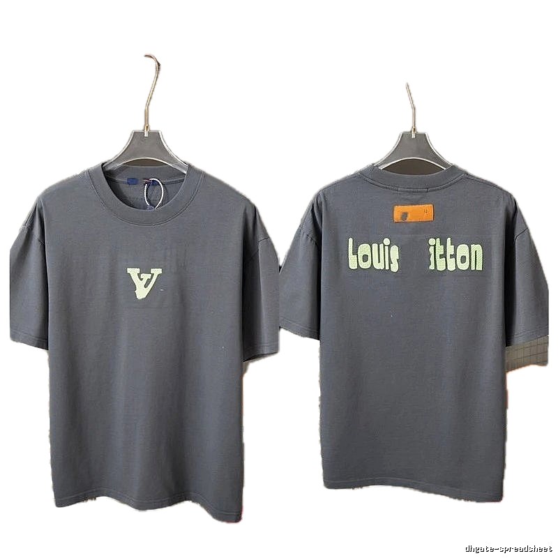 Louis Vuitton Letter Print Streetwear Dark Gray Short-Sleeve T-Shirt