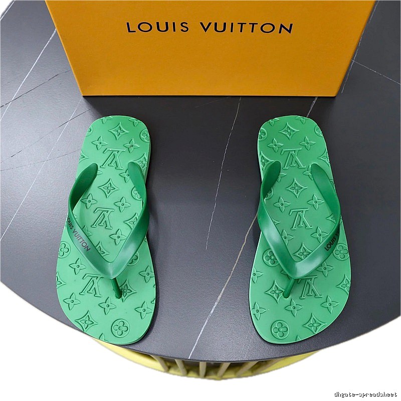 Louis Vuitton Monogram Light Luxury Style Green Flip-Flops