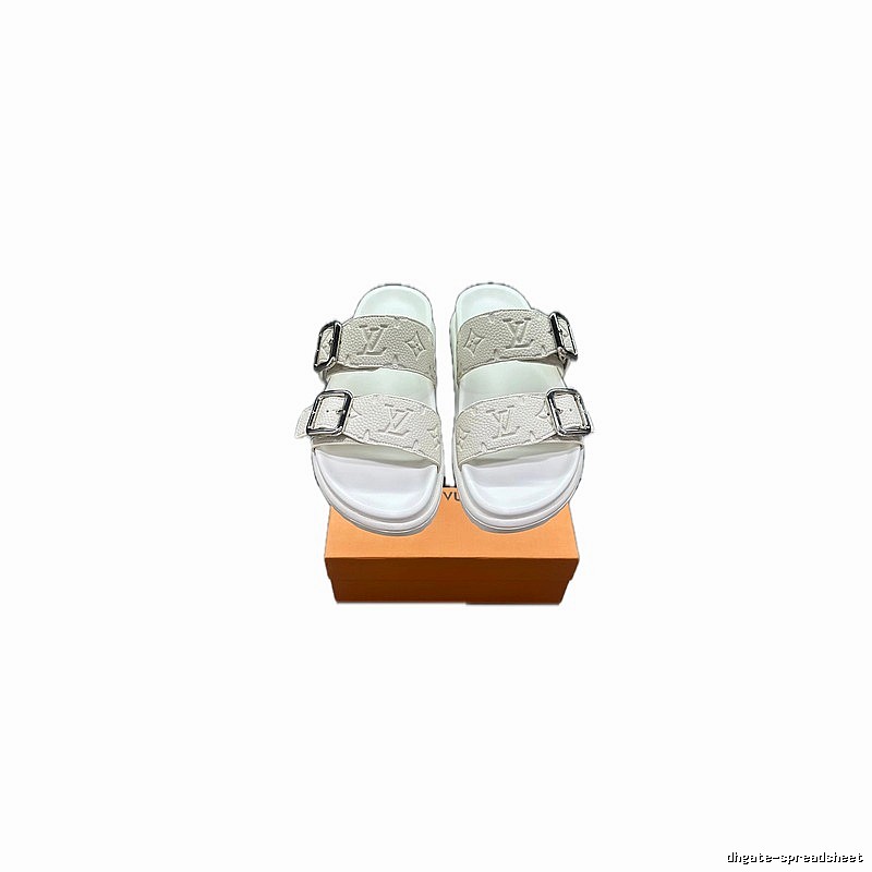 Louis Vuitton Monogram Light Luxury Style White Slide Sandals