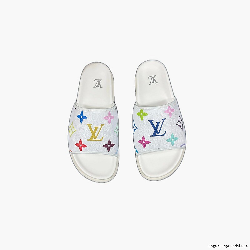 Louis Vuitton Multicolor Monogram Trendy White Slides