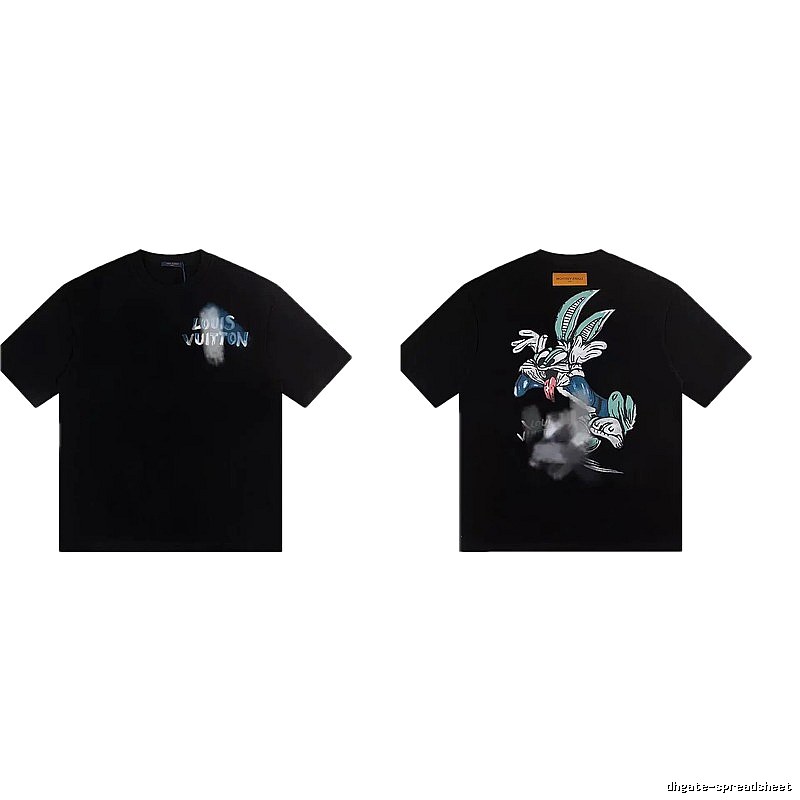 Louis Vuitton Trendy Style Cartoon Print Black T-Shirt