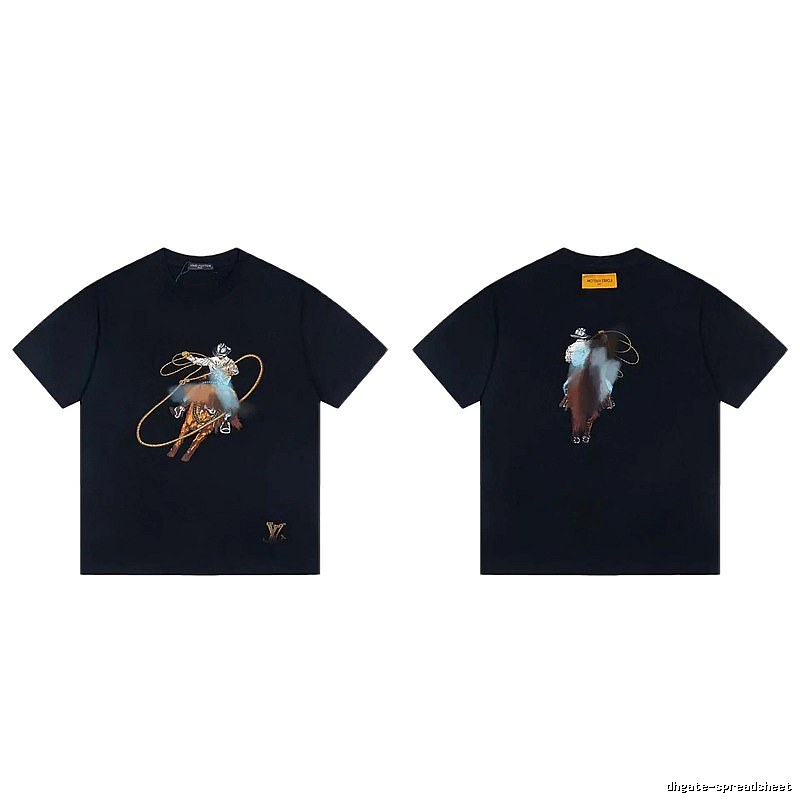 Louis Vuitton Western Cowboy Vintage Style Black T-Shirt