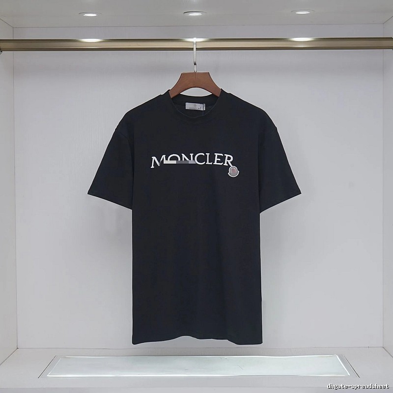 Moncler Embroidered Casual-Style Black T-Shirt