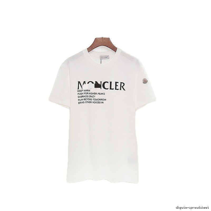Moncler Letter Print Casual Style White T-Shirt