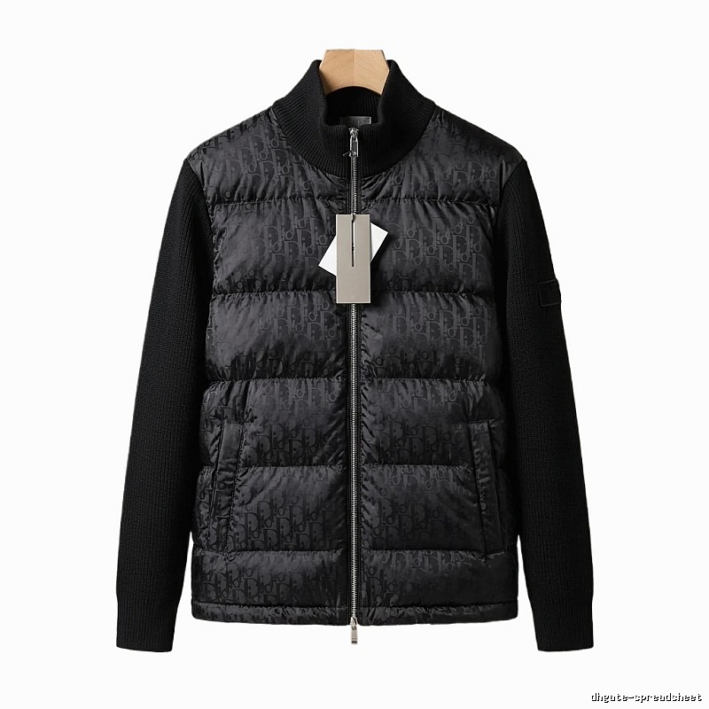Moncler letter - printed black down jacket