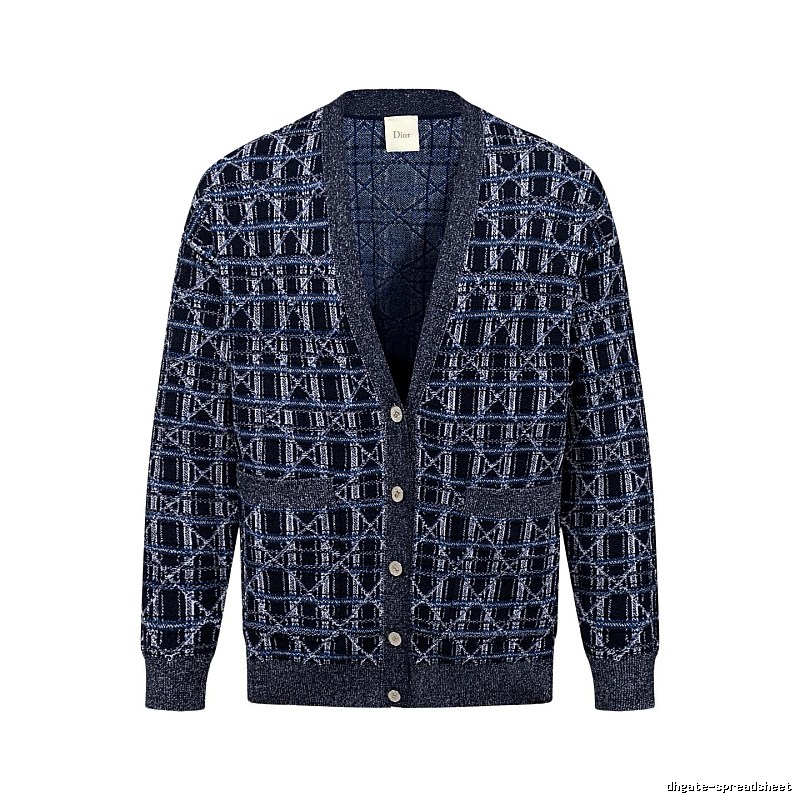 Navy Dior Button-front Cardigan for Layered Winter Looks