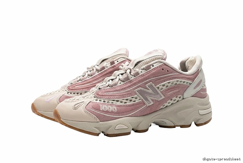 New Balance 1000 retro style pink and white shoes