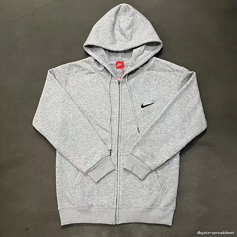 Nike Zip-Front Design Gray Zip Hoodie Daily Styling Swoosh