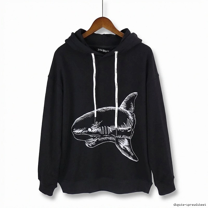 Palm Angels Shark Print Black Hoodie
