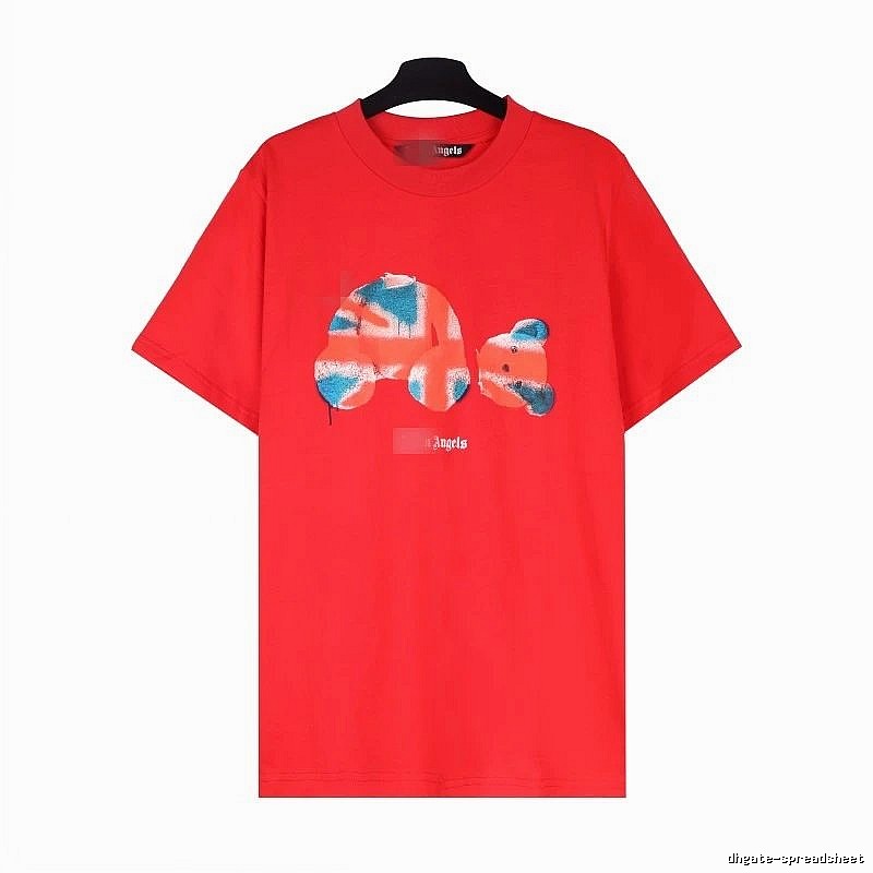 Palm Angels Streetwear Bear graphic T-shirt White Colorful Bear with Logo Accent
