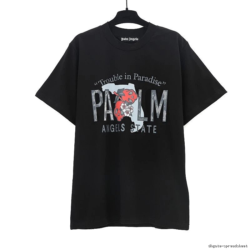 Palm Angels Travel Logo T-shirt White Palm Tree with Modern Look