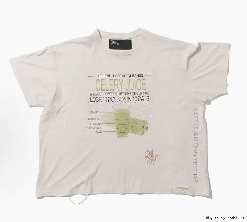 Paly Hollywood Celery Juice Print Vintage Style White T-Shirt