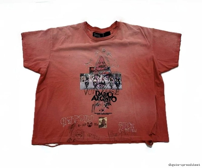 Paly Hollywood Vintage Distressed Dirty Orange Printed T-Shirt