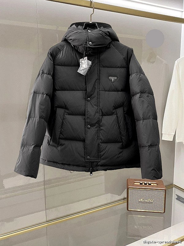 Prada Hooded Puffer Jacket with Black Hooded Logo