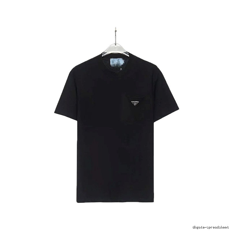 Prada Triangle Logo Minimalist Style Black Short-sleeve T-shirt