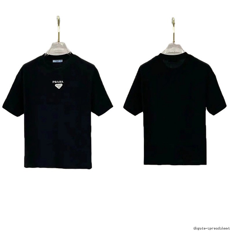Prada Triangle Logo Minimalist Style Black Short-sleeve T-shirt