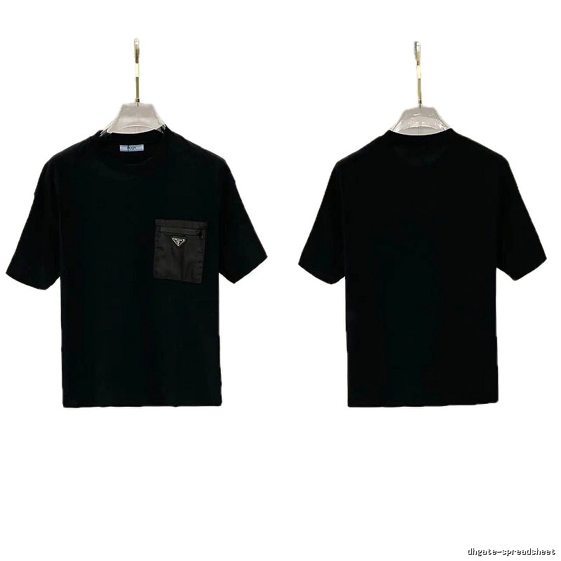 Prada Triangle Logo Minimalist Style Black Short-sleeve T-shirt