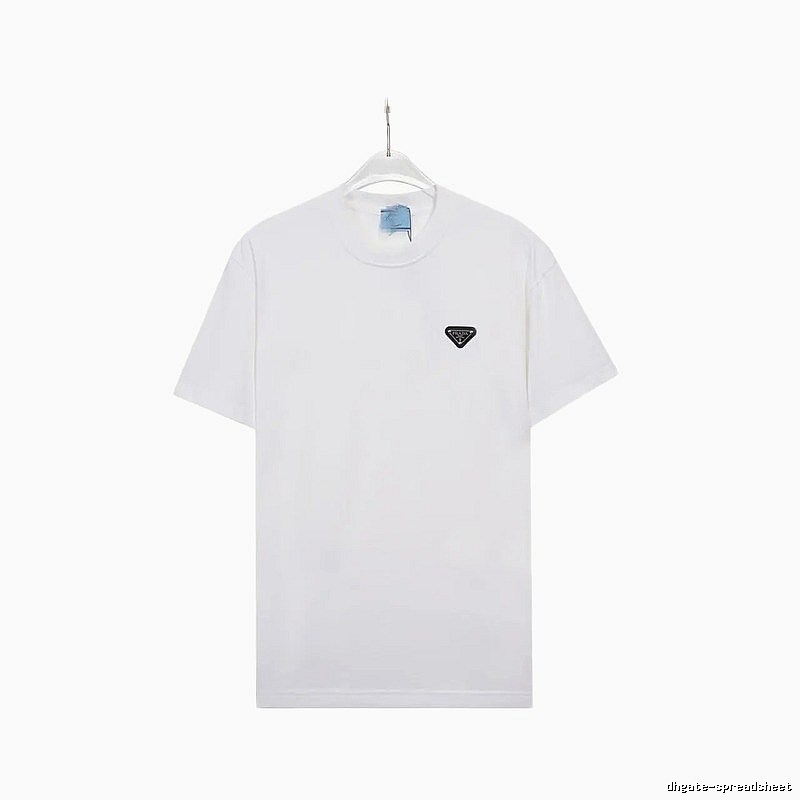Prada Triangle Logo Minimalist Style White Short-sleeve T-shirt
