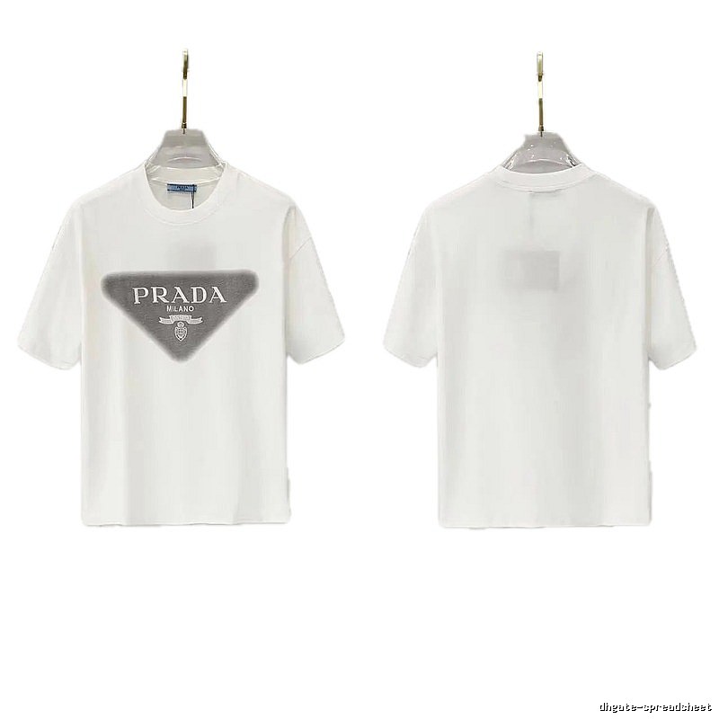 Prada Triangle Logo Minimalist Style White T-Shirt