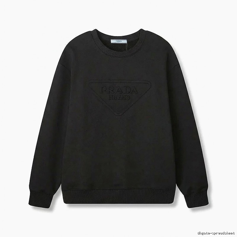 Prada triangular logo simple black sweatshirt