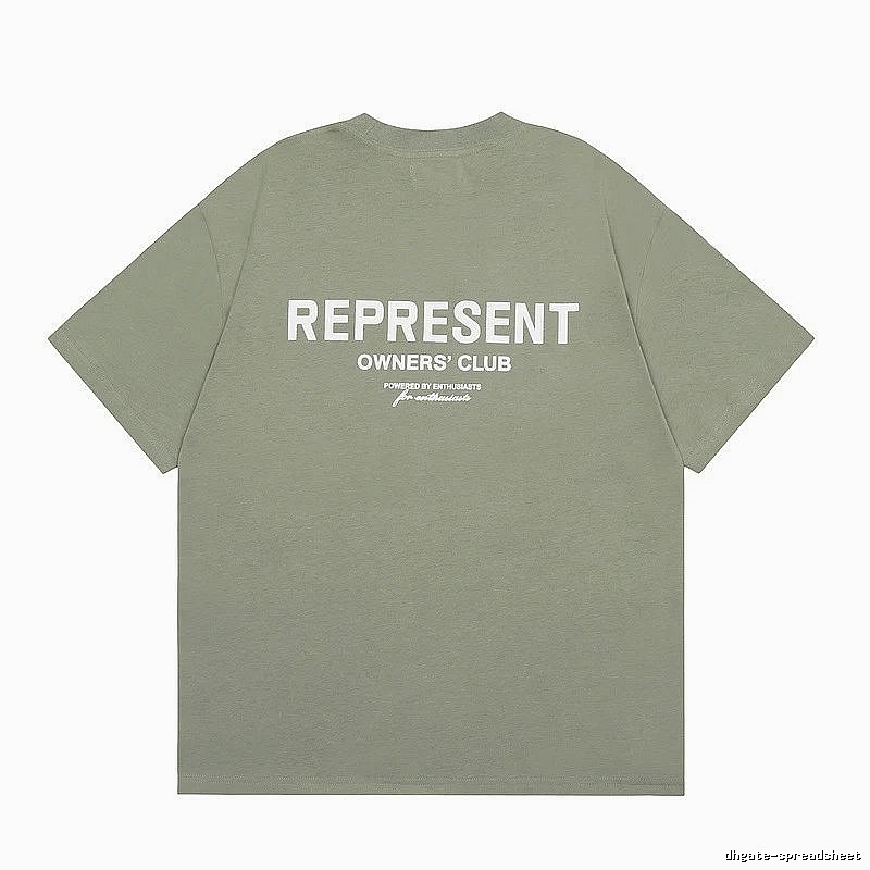 Represent Army Green Style 868 Owners Club T-Shirt Signature Detail Logo