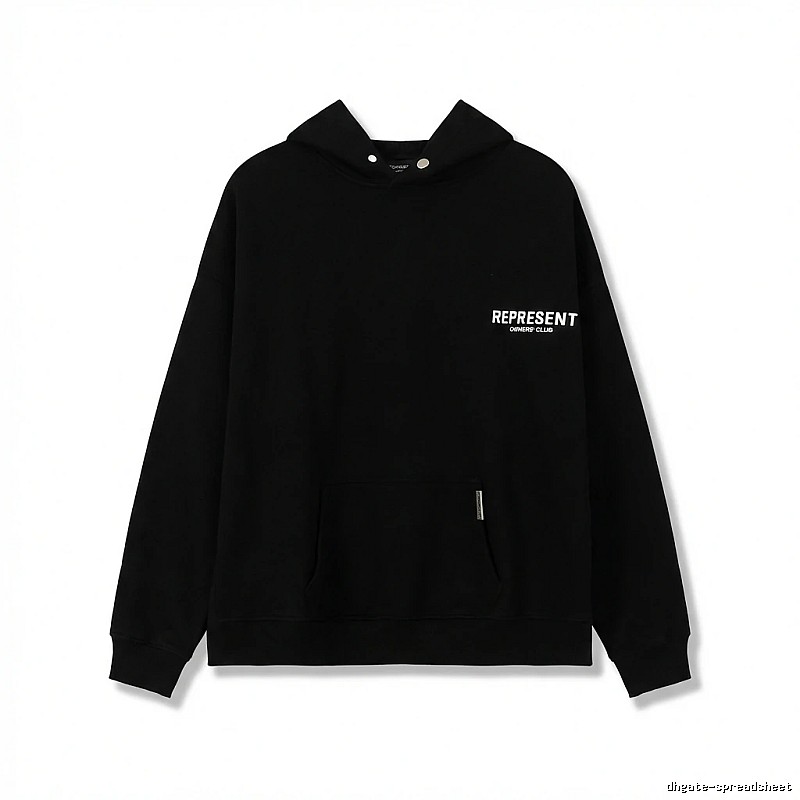 REPRESENT Minimalist Style Black Hoodie
