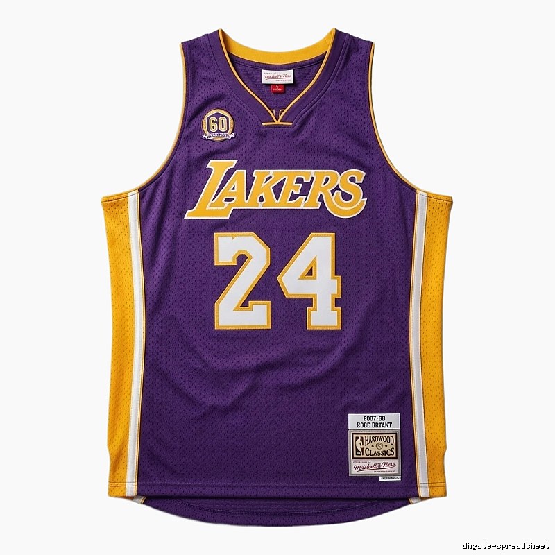Retro purple and yellow jersey of the Kobe Lakers