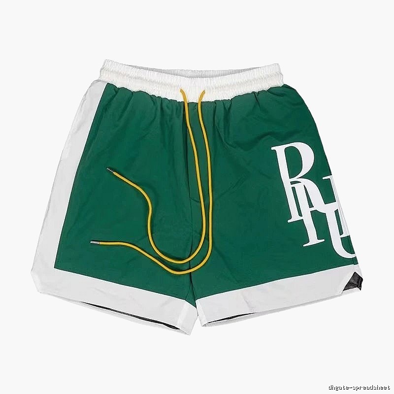 RHUDE sporty green and white shorts