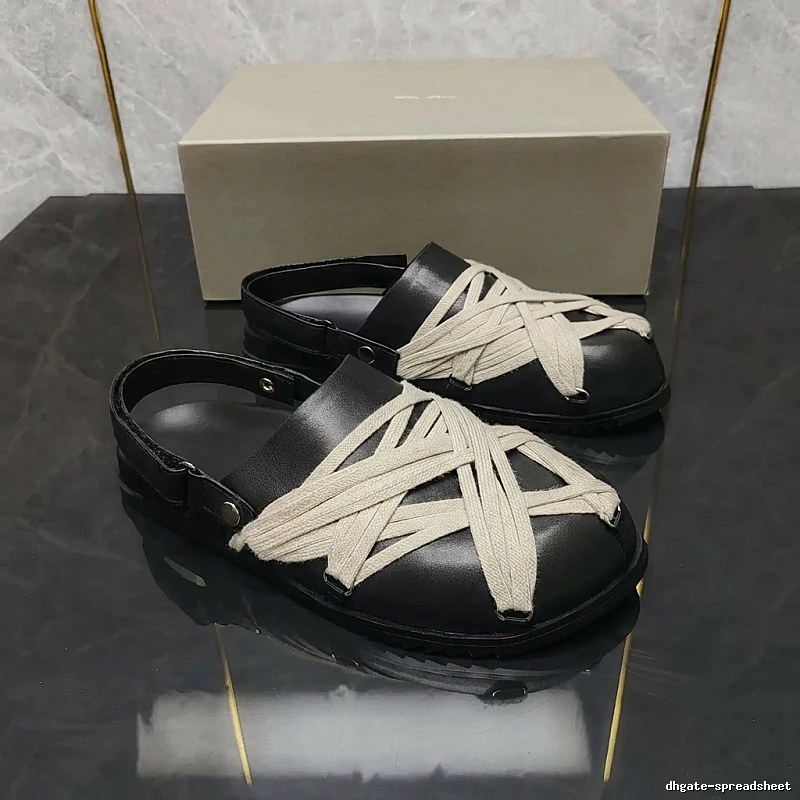 Rick Owens cross-strap dark style slippers